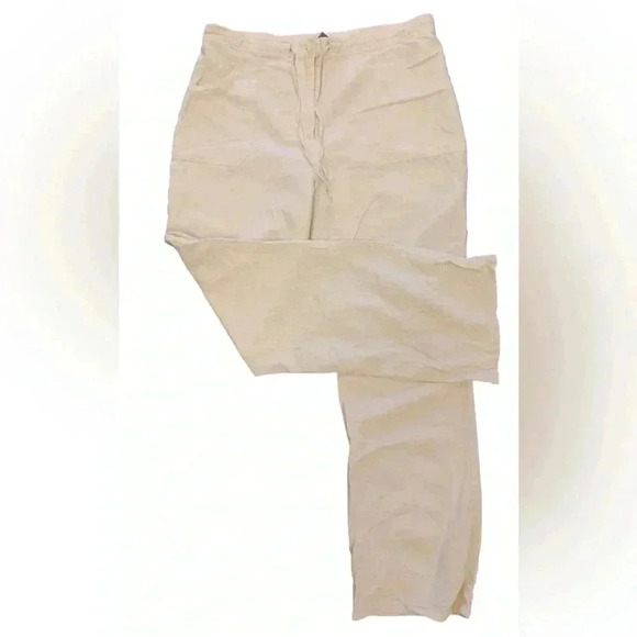 Tristan  & Iseut Linen Blend Straight Leg Oatmeal Pants Size 14 - Picture 6 of 8